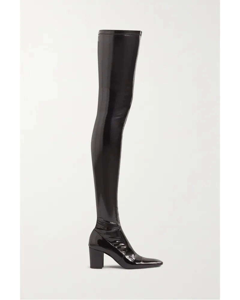 Saint Laurent Betty Overknees aus Latex Schwarz