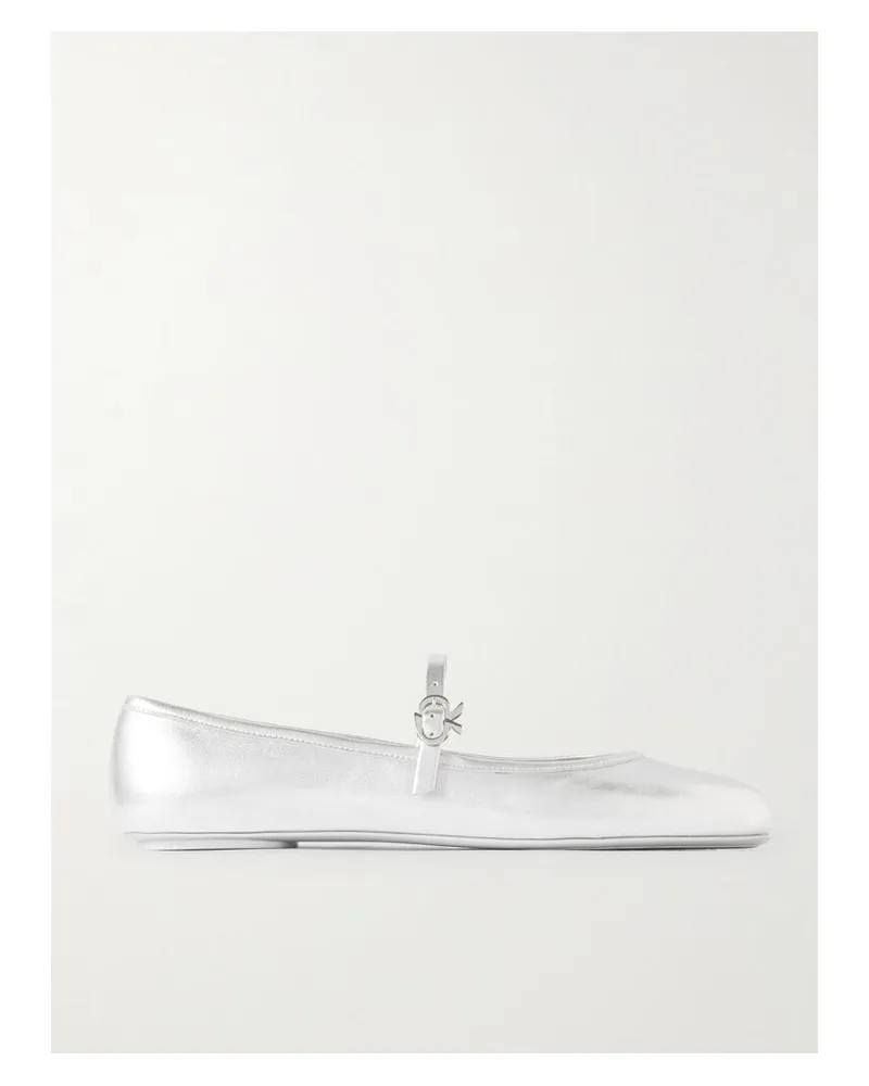 Gianvito Rossi Carla Mary-jane-ballerinas Aus Leder In Metallic-optik - Silber Silber