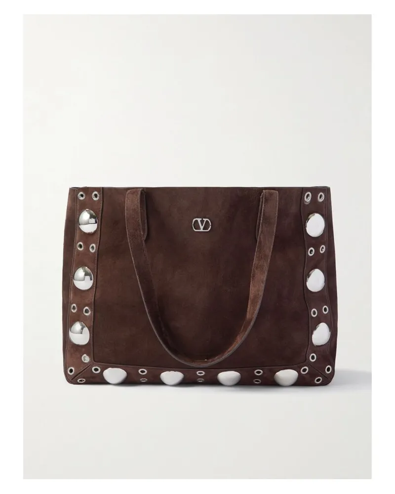 Valentino Garavani Nellcote Tote Aus Veloursleder Mit Verzierungen - Braun Braun