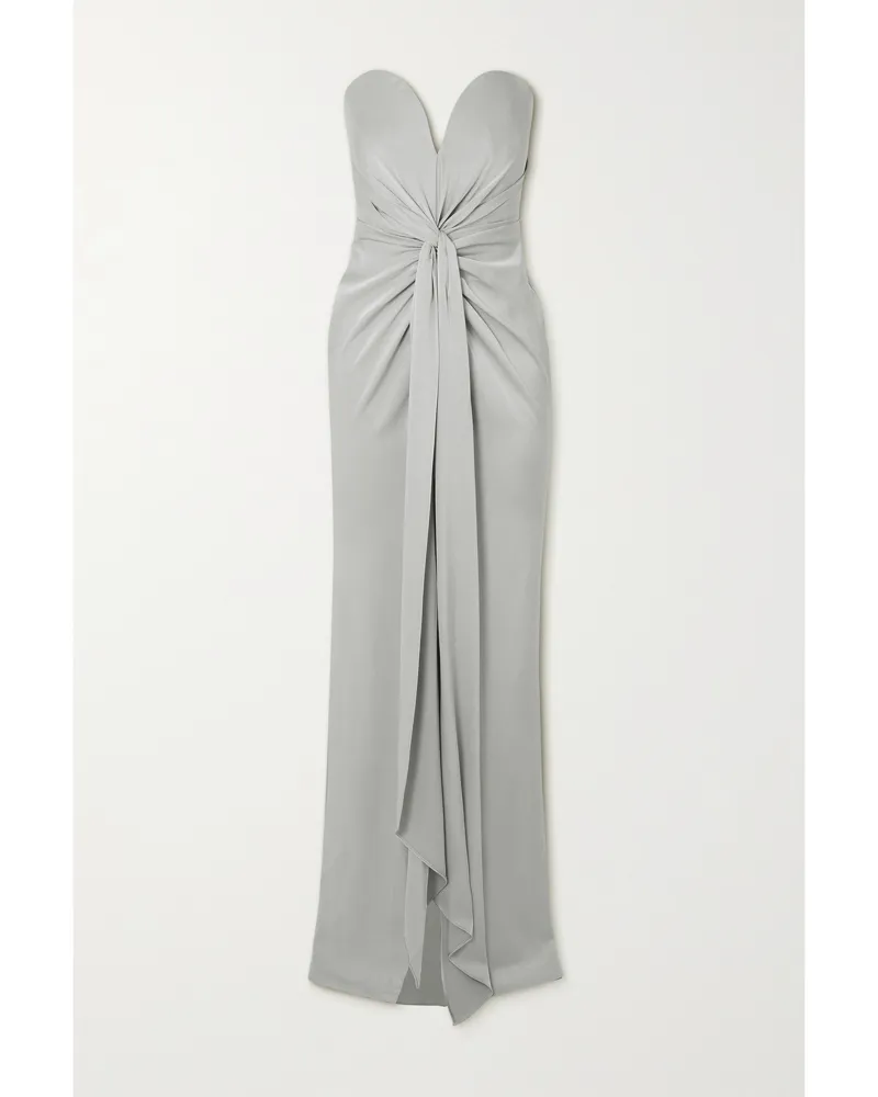 Alex Perry Griffith Trägerlose Robe Aus Glänzendem Crêpe Mit Twist-detail - Grau Grau