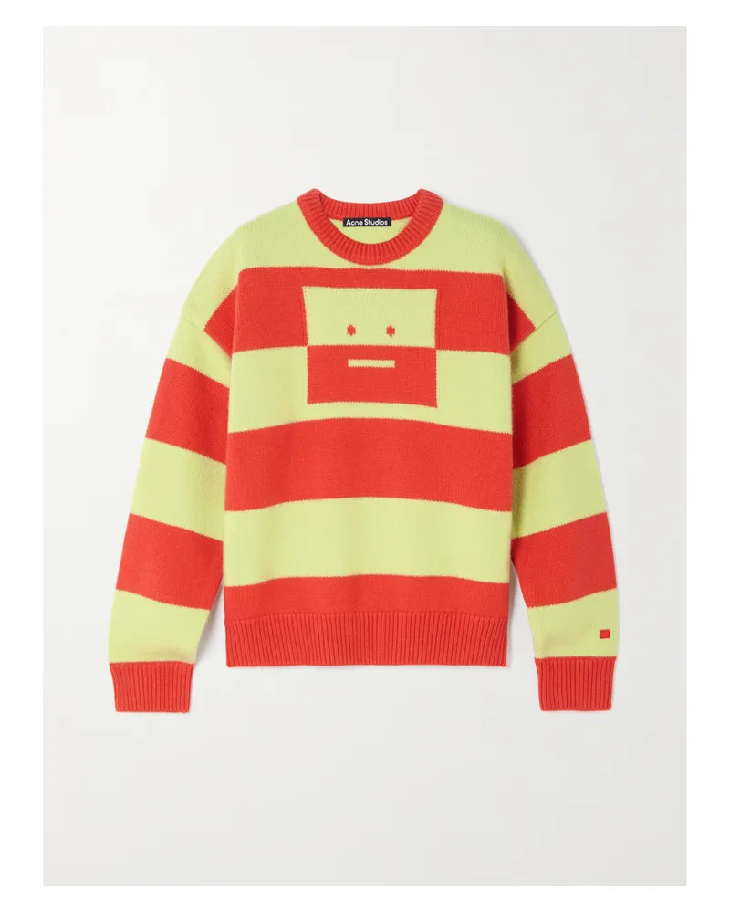 Acne Studios Gestreifter Wollpullover Mit Intarsienmotiv - Rot Rot