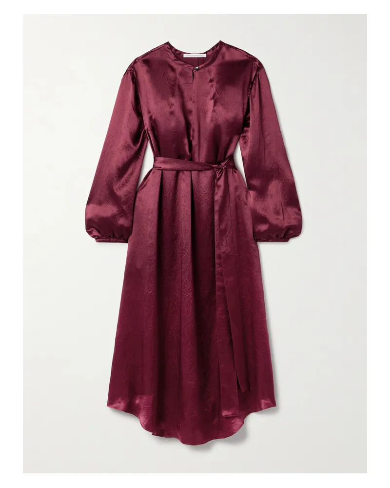 Maria Mcmanus Midikleid Aus Satin In Knitteroptik Mit Bindegürtel - Rot Rot
