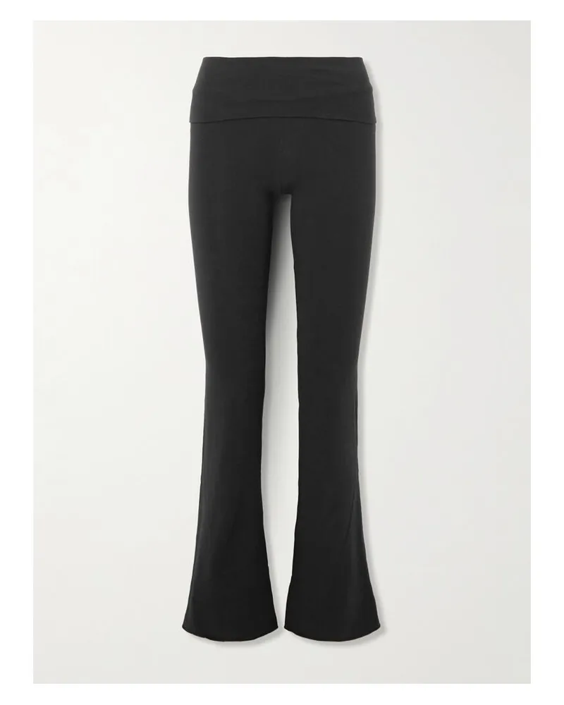 SKIMS Stretch-cotton Jersey Foldover Pants – Soot – Hose Aus Stretch-jersey Aus Baumwolle Mit Überschlag - Schwarz Schwarz