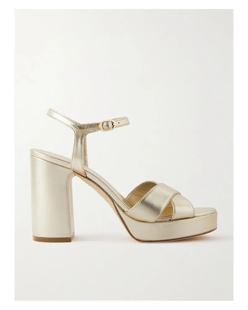 Stuart Weitzman Dayna Plateausandalen Aus Metallic-leder - Gold Gold