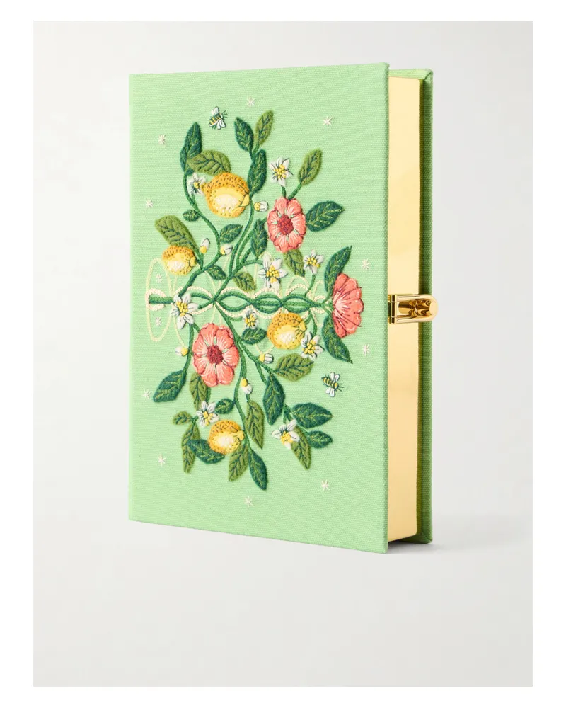 Olympia Le-Tan Botanical Chic Appliquéd Embroidered Canvas Clutch - Green Green