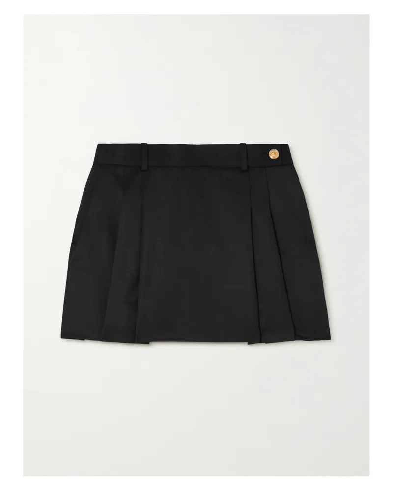 Versace Minirock Aus Wolle Mit Falten - Schwarz Schwarz