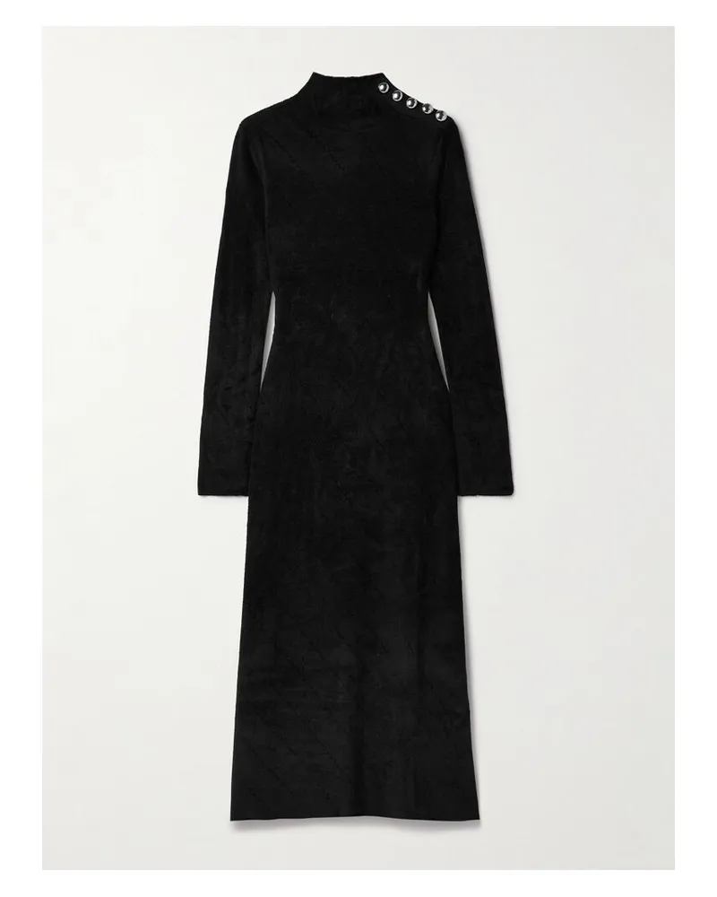Proenza Schouler Midikleid Aus Chenille In Pointelle-strick - Schwarz Schwarz