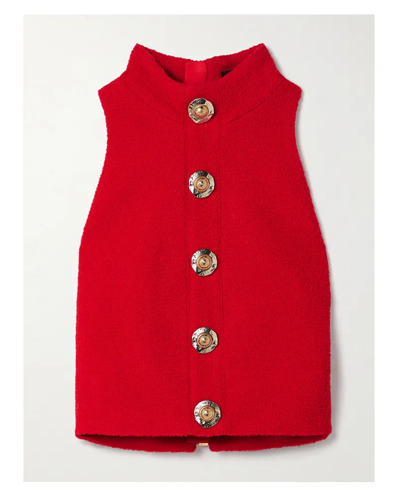 Balmain Verkürztes Oberteil Aus Bouclé Aus Einer Wollmischung - Rot Rot