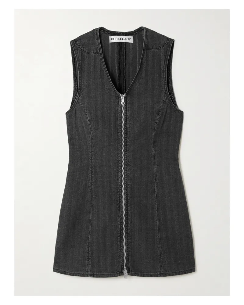 Our Legacy Oberteil Aus Gestreiftem Denim Mit Reißverschluss - Grau Grau