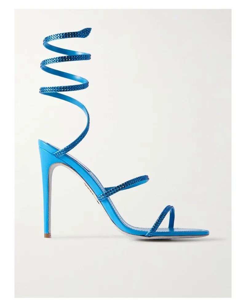 René Caovilla Cleo Sandalen Aus Satin Mit Kristallen - Blau Blau