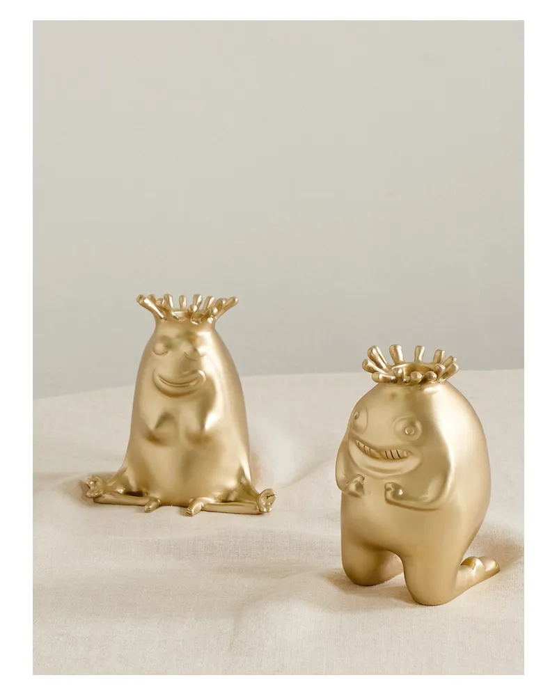 L’OBJET Haas Brothers King + Queen Set Aus Zwei Kerzenständern Aus Messing - Gold Gold