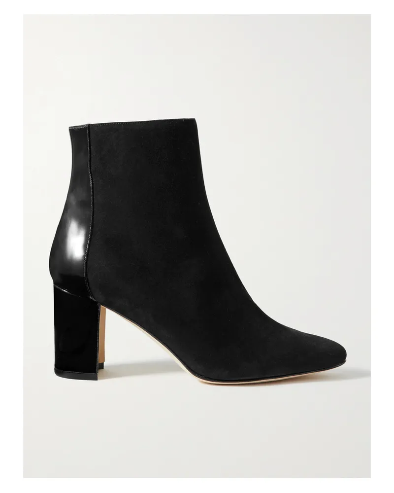 Manolo Blahnik Rosie 70 Patent-leather And Suede Ankle Boots - Black Black