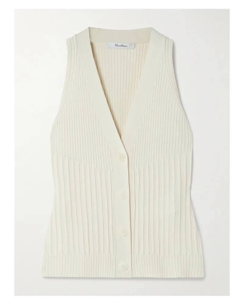Max Mara Bimba Weste Aus Einer Gerippten Baumwollmischung - Elfenbein Elfenbein