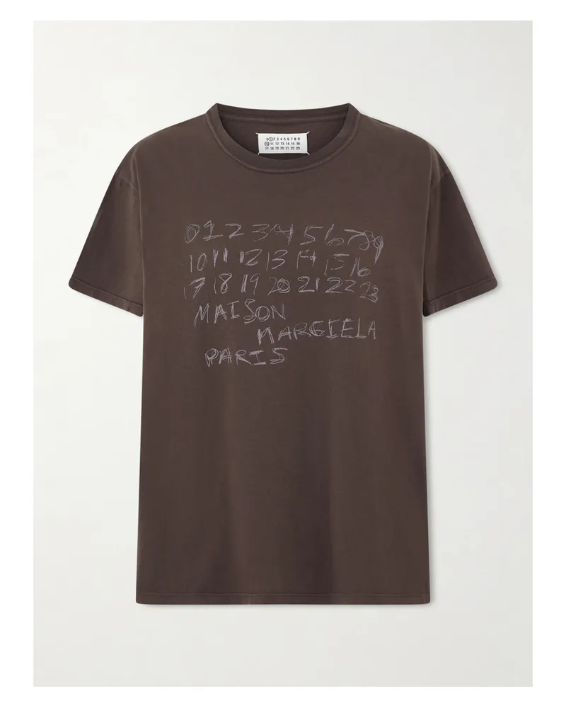 Maison Margiela Numerical Printed Cotton-jersey T-shirt - Brown Brown
