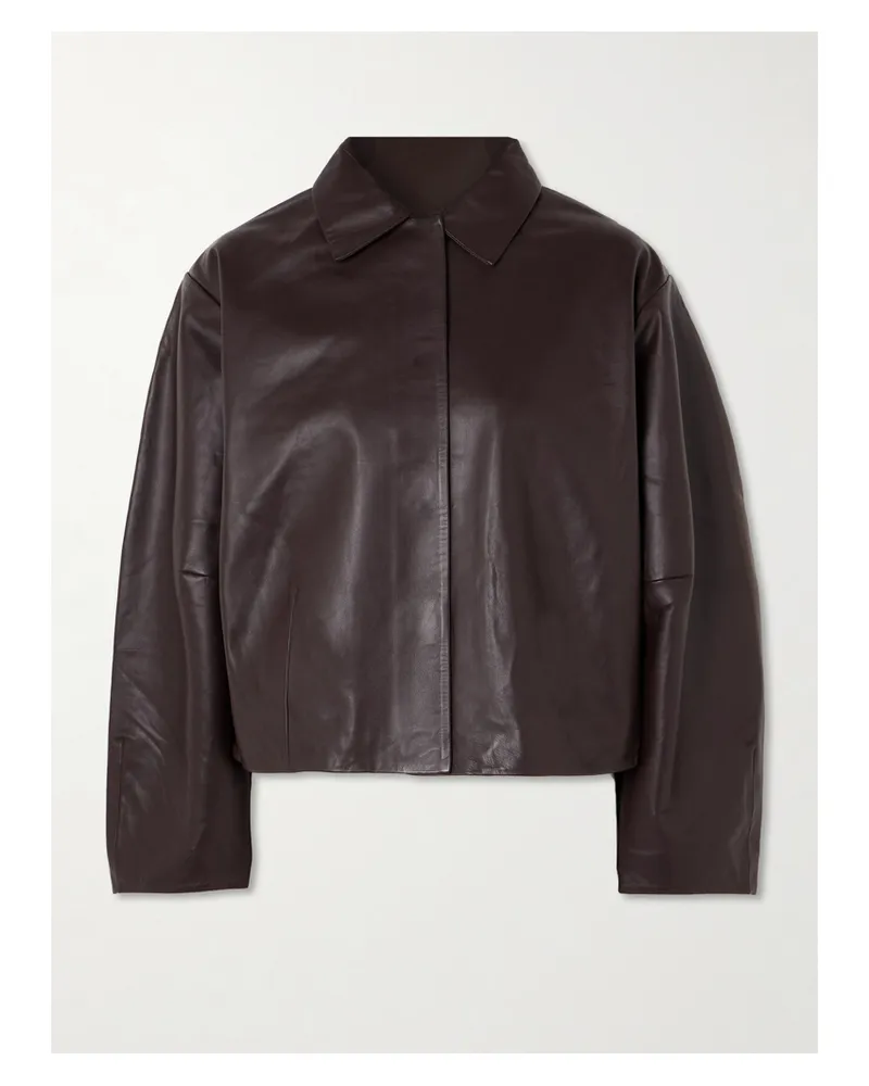 St. Agni Cocoon Paneled Leather Jacket - Brown Brown