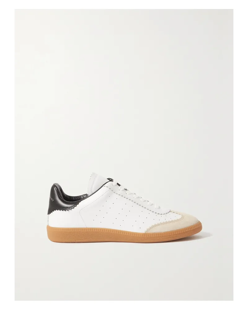Isabel Marant Bryce Suede-trimmed Perforated Leather Sneakers - White White