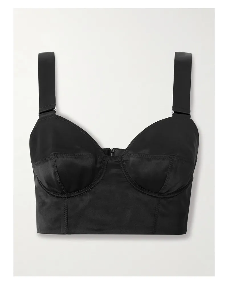 Erdem Bustier Aus Seidensatin - Schwarz Schwarz