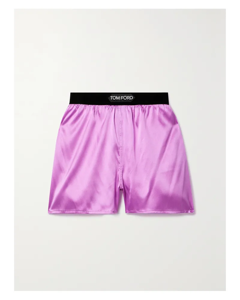 Tom Ford Shorts Aus Satin Aus Einer Seidenmischung Mit Samtbesatz - Lila Lila