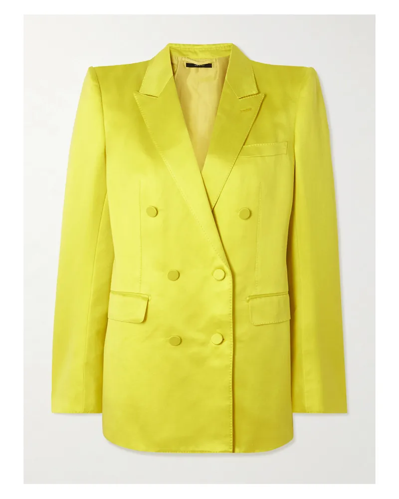 Tom Ford Doppelreihiger Blazer Aus Gehämmertem Satin Aus Einer Baumwoll-seidenmischung - Gelb Gelb