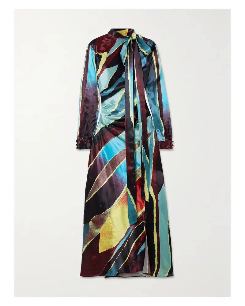 Christopher John Rogers Maxikleid Aus Bedrucktem Satin Mit Schluppe Und Cut-out - Mehrfarbig Mehrfarbig