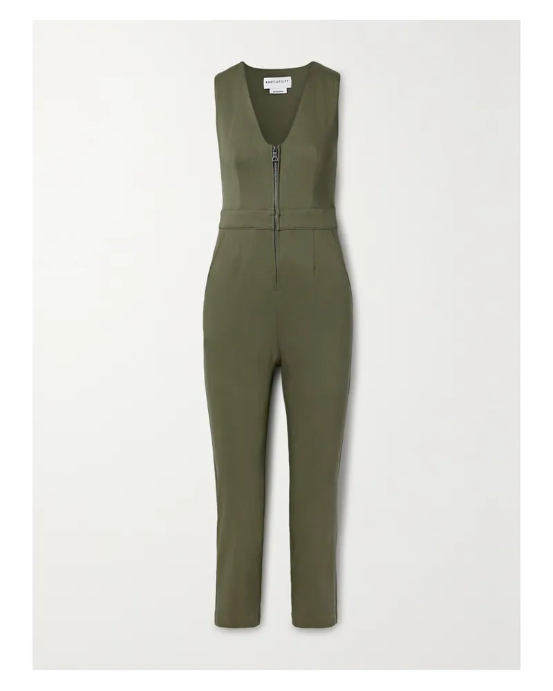 Rivet Utility Rockstar Verkürzter Jumpsuit Aus Stretch-twill - Grün Grün