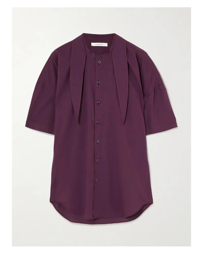 Christophe Lemaire Tie-neck Cotton-muslin Shirt - Purple Purple