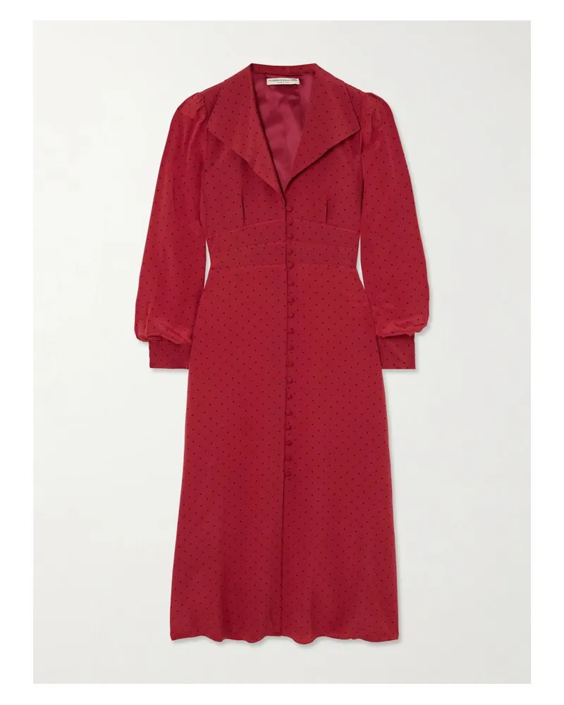 Alessandra Rich Midi-hemdblusenkleid Aus Crêpe De Chine Aus Seide Mit Punkten - Rot Rot