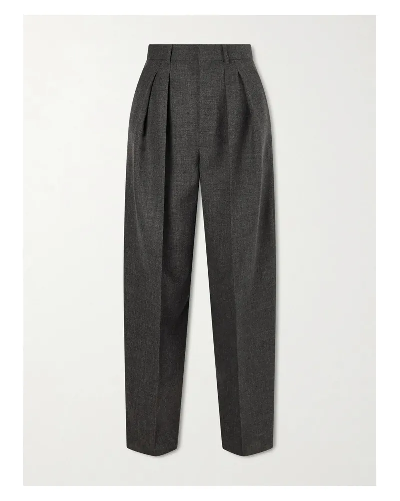 Saint Laurent Wool Wide-leg Pleated Pants - Gray Gray