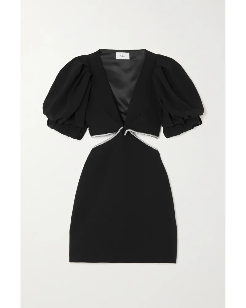 A.L.C. Hazel Minikleid Aus Cady Mit Cut-out Und Kristallen - Schwarz Schwarz