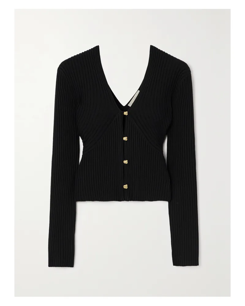 Chloé Verkürzter Cardigan Aus Einer Gerippten Wollmischung - Schwarz Schwarz