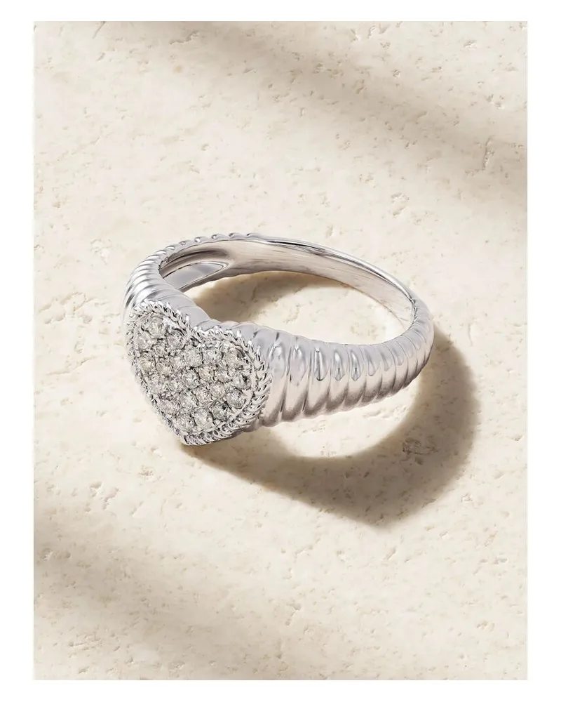 Yvonne Léon Baby Chevalière Coeur Berlingot Ring Aus 9 Karat Weißgold Mit Diamanten - Silber Silber