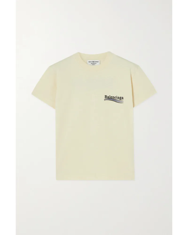 Balenciaga T-shirt aus Baumwoll-jersey mit Stickereien Creme