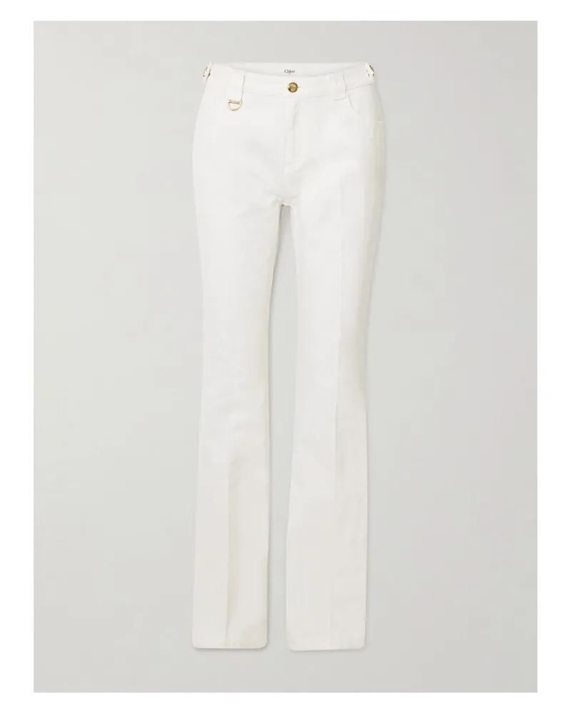 Chloé Halbhohe Jeans Mit Geradem Bein Und Verzierungen - Weiß Weiß