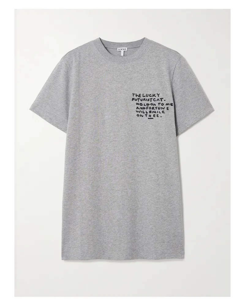 Loewe Louis Wain T-shirt Aus Baumwoll-jersey Mit Stickereien - Grau Grau