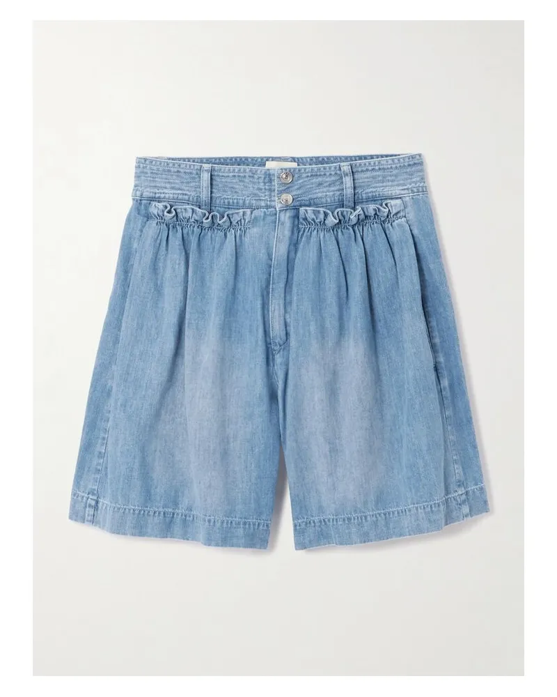 Isabel Marant Ingrid Shorts Aus Baumwoll-chambray Mit Rüschen - Blau Blau