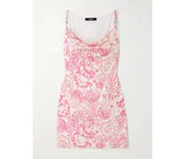 Minikleid Aus Bedrucktem Seidensatin Mit Verzierungen - Pink