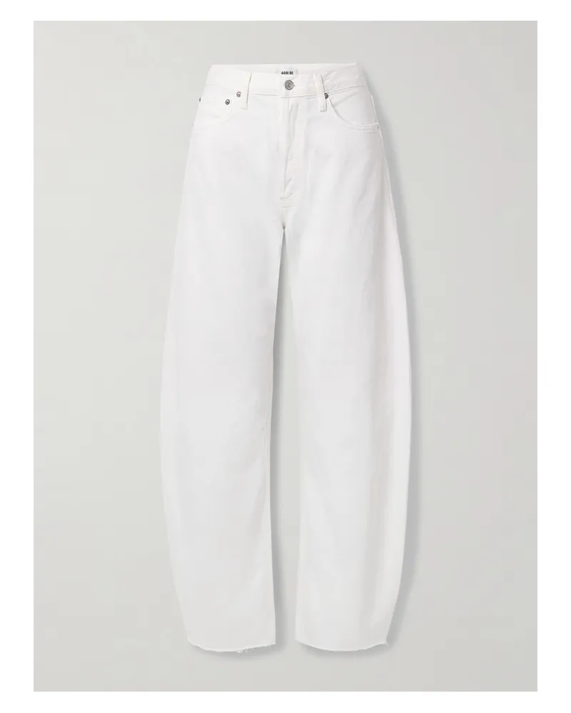 AGOLDE Luna Frayed High-rise Barrel-leg Jeans - White White
