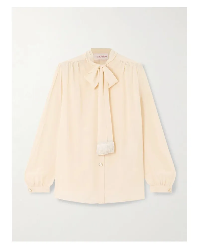 Valentino Garavani Schluppenbluse Aus Seidenchiffon Mit Fransen - Orange Orange