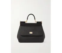 Sicily Medium Textured-leather Tote - Black