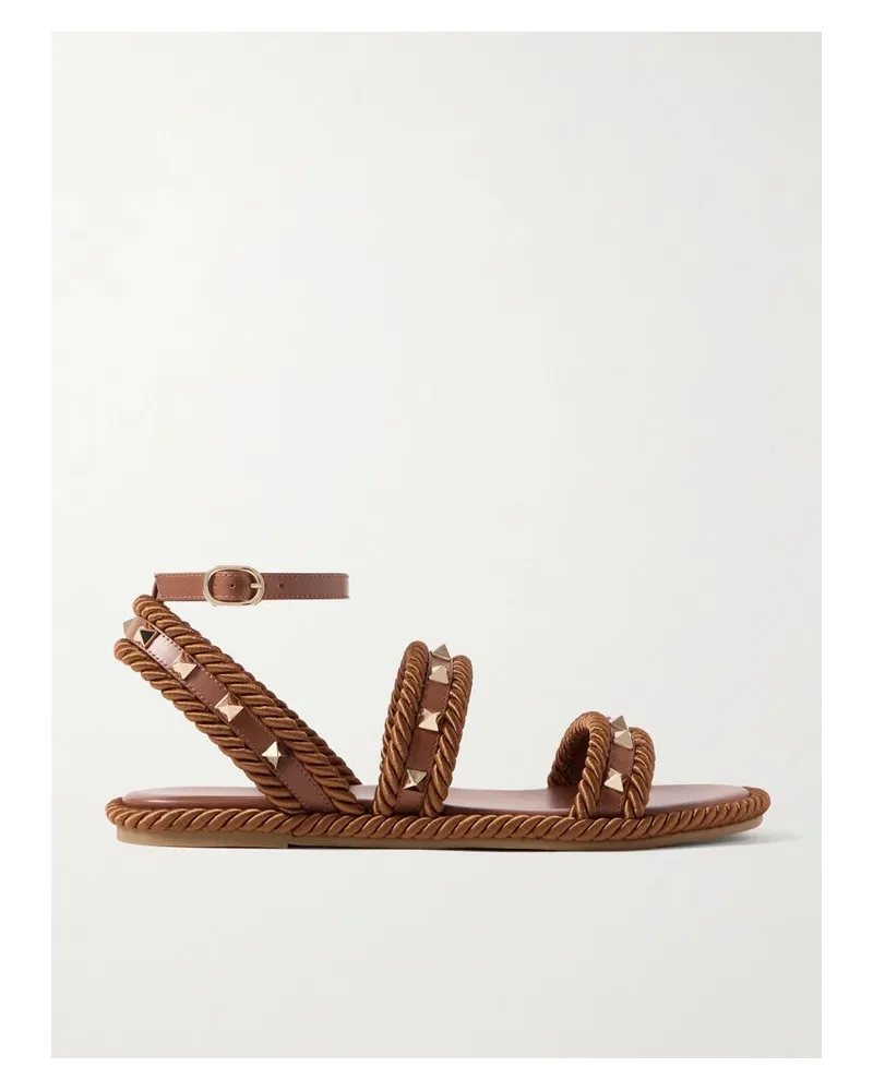 Valentino Garavani Rockstud Torchon Sandalen Aus Leder Mit Kordelbesätzen - Braun Braun