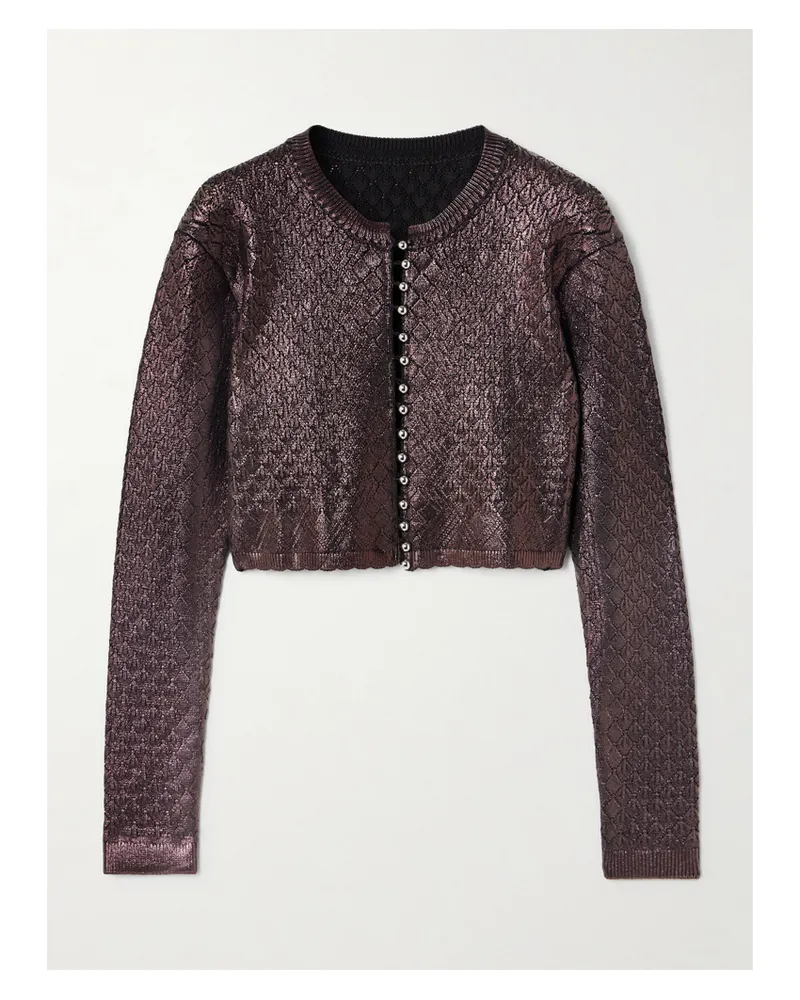 Paco Rabanne Verkürzter Cardigan Aus Jacquard-strick In Metallic-optik - Lila Lila