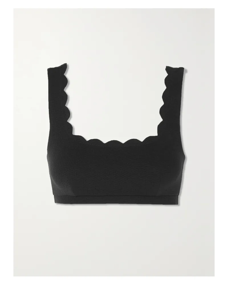 Marysia Net Sustain Palm Springs Bikini-oberteil Aus Recyceltem Seersucker Mit Wellenkanten - Schwarz Schwarz