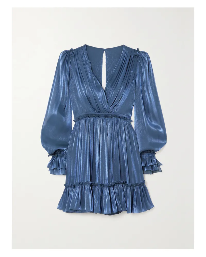 COSTARELLOS Lavina Minikleid Aus Georgette Mit Rüschen In Metallic-optik - Blau Blau