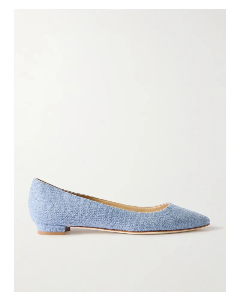 Manolo Blahnik Tweed Ballerina Flats - Blue Blue