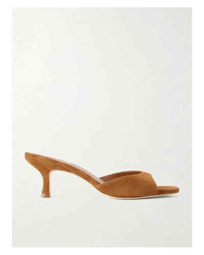 STAUD Brigitte Suede Mules - Brown Brown
