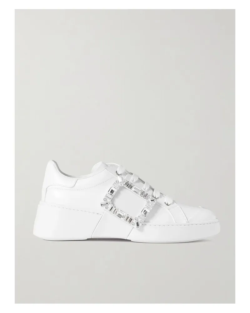 Roger Vivier Viv Skate Sneakers Aus Leder Mit Gummibesatz Und Kristallen - Weiß Weiß