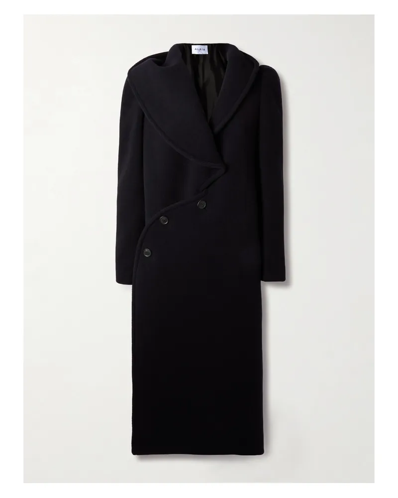 Alaïa Hooded Wool Coat - Blue Blue