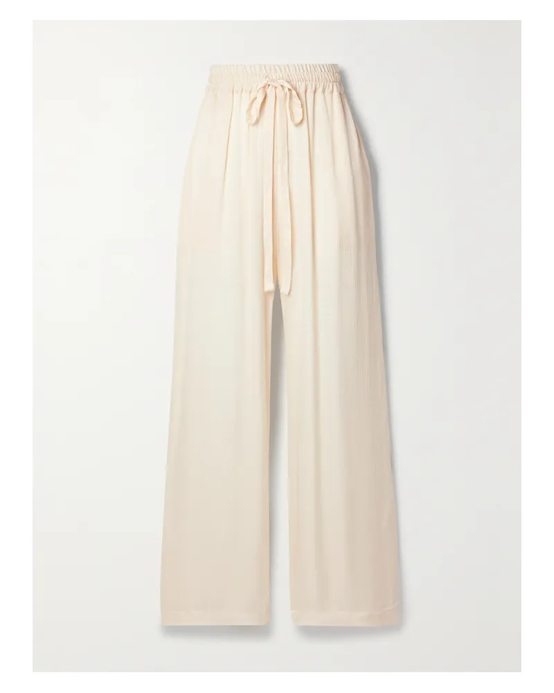 BONDI BORN Net Sustain Ardea Hose Mit Geradem Bein Aus Seersucker Mit Falten - Wollweiß Wollweiß