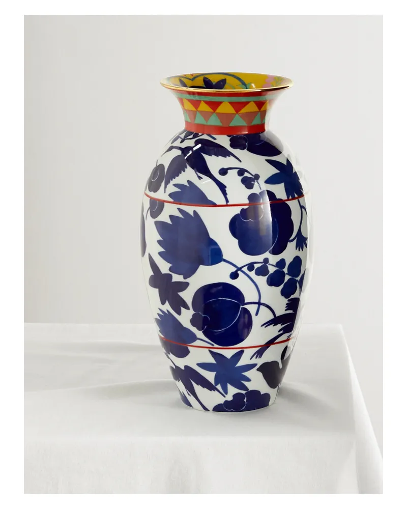 La DoubleJ Amphora Porzellanvase Mit Vergoldetem Detail - Blau Blau