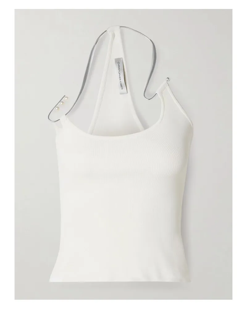 Christopher Esber Levitate Tanktop Aus Geripptem Stretch-strick Mit Verzierungen - Weiß Weiß